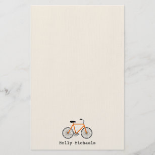 Papelaria Papel de Carta Personalizado Bicicleta Laranja