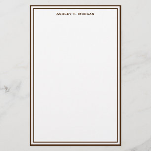 Papelaria Papel de Carta Personalizado Branco Castanho Simpl