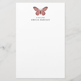 Papelaria Papel de Carta Personalizado de Borboleta Rosa Mod