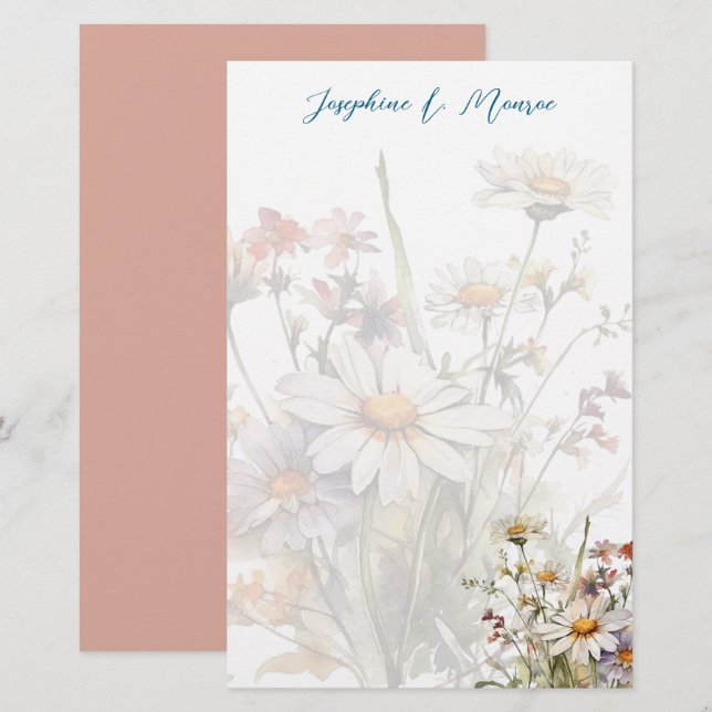 Papelaria Papel de carta Personalizado de Flores Selvagens (Frente/Verso)