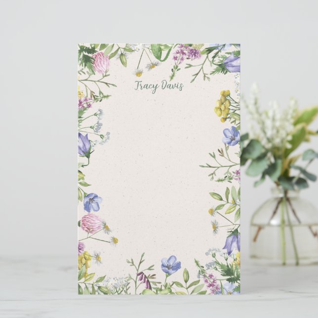 Papelaria Papel de Carta Personalizado de Flores Selvagens (Em pé/Frente)