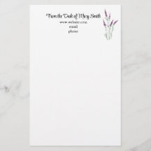 Papel de carta Personalizado de Lavanda de Aquarel