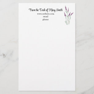 Papelaria Papel de carta Personalizado de Lavanda de Aquarel