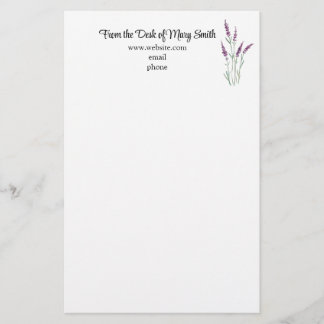 Papelaria Papel de carta Personalizado de Lavanda de Aquarel