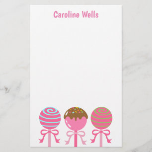 Papelaria Papel de Carta Personalizado dos Pop de Bolo Rosa