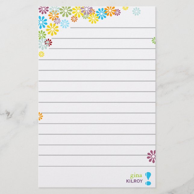 Papelaria Papel de carta personalizado floral feminino (Frente)