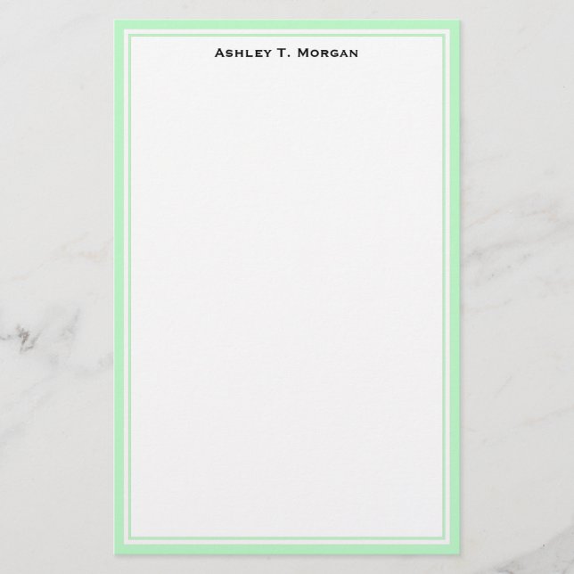 Papelaria Papel de Carta Personalizado Simplicity Mint (Frente)