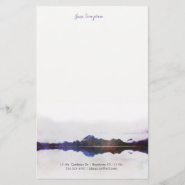 Papelaria papel de carta pessoal da paisagem da aguarela