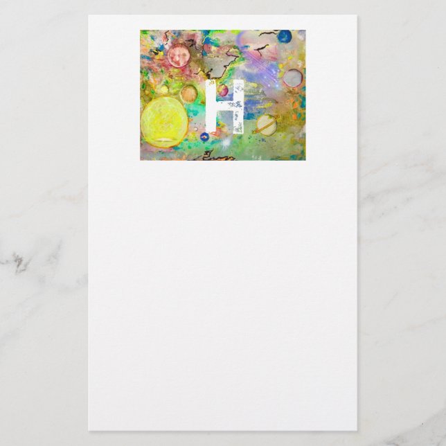 Papelaria Papel de carta pintado mão da galáxia (Frente)