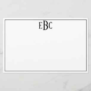 Papelaria Papel de carta preto e branco moderno clássico do