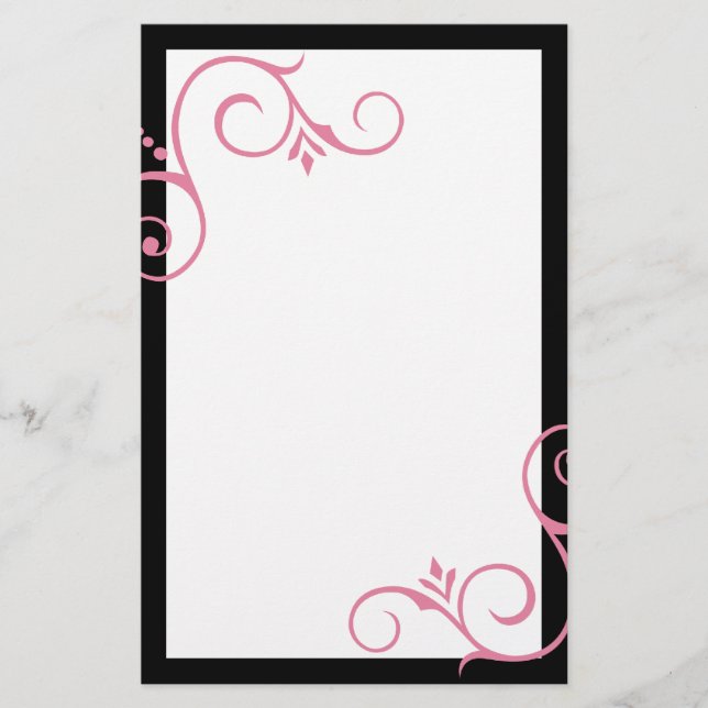 Papelaria Papel de Carta Preto e Rosa (Frente)