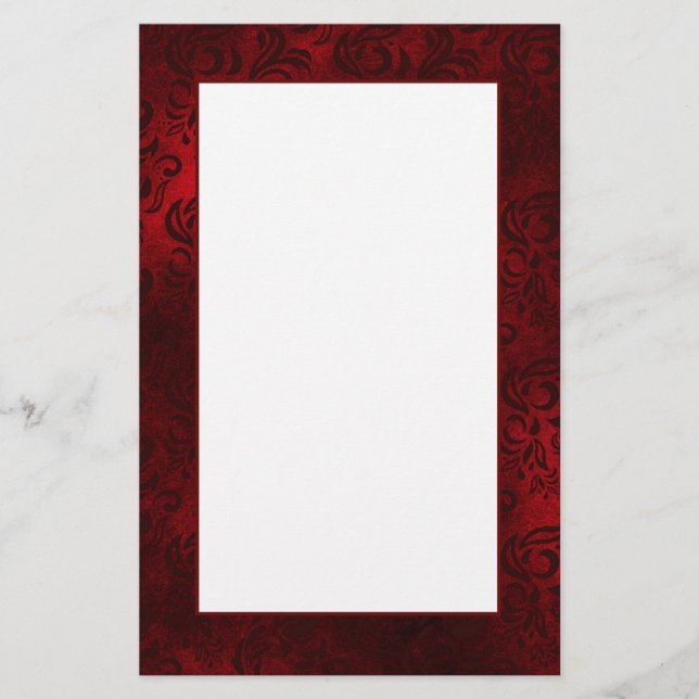 Papelaria Papel de carta Red Floral Damask (Frente)