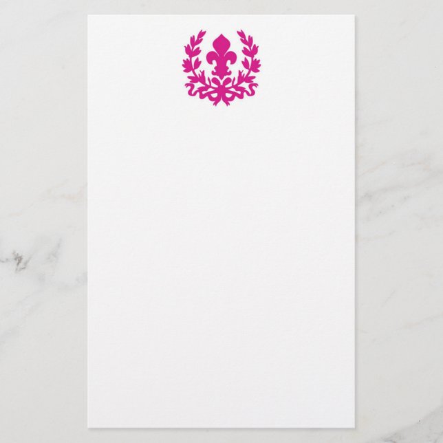 Papelaria Papel de carta rosa Fleur de Lis... (Frente)