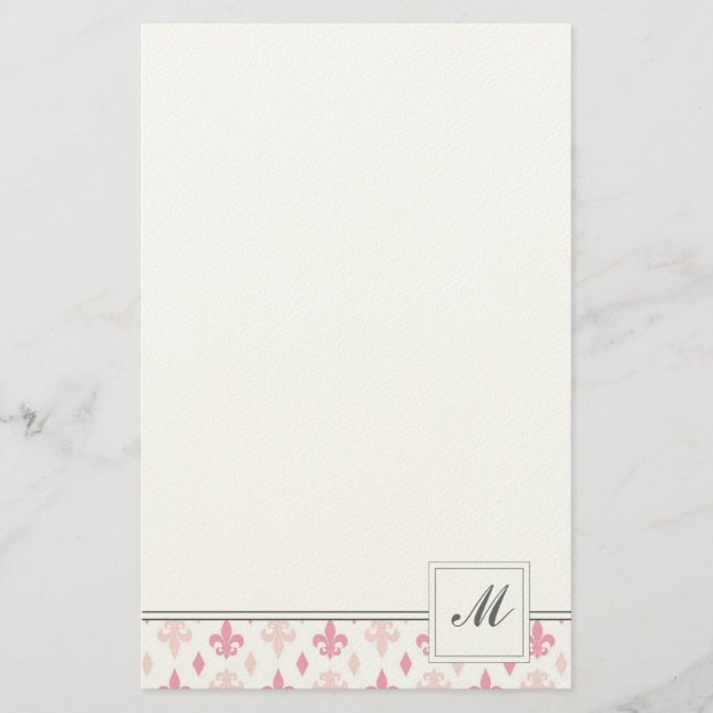 Papelaria Papel de Carta Rosa Fleur de Lis (Frente)