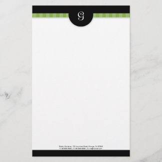 Papelaria Papel de carta verde e monograma preto