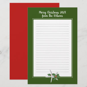 Papelaria Papel de carta verde-vermelho de peixe-espada de N