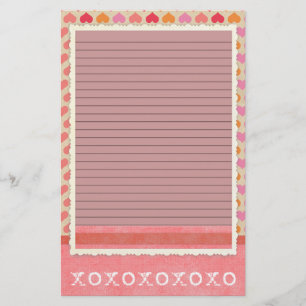 Papelaria Papel de carta vermelho e cor-de-rosa - linhas opc