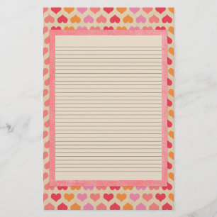 Papelaria Papel de carta vermelho e cor-de-rosa - linhas opc