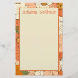 Papelaria Papel de Carta Vertical Retro Laranja 5.5x8.5