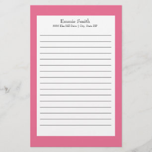 Papelaria Papel de Carta Vinculado a Branco e Rosa Personali