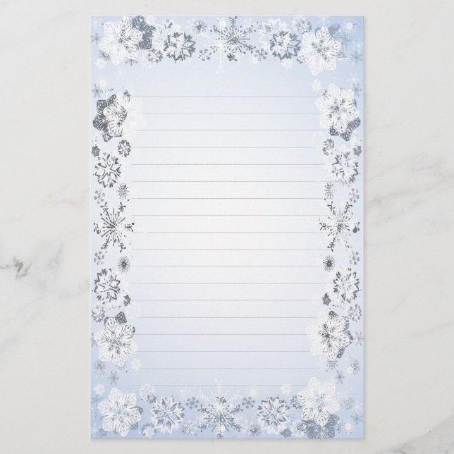 Papelaria Papel de escrita com flocos de neve (Frente)