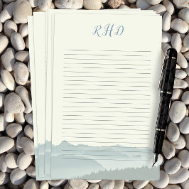 Papelaria Papel de escrita monogramado com montanhas alinhad
