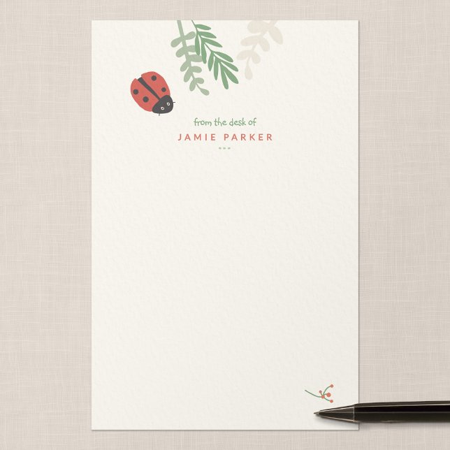 Papelaria Papel de escrita personalizado para crianças com j (Ladybird Meadow - Half-Letter Personalized Writing Paper)