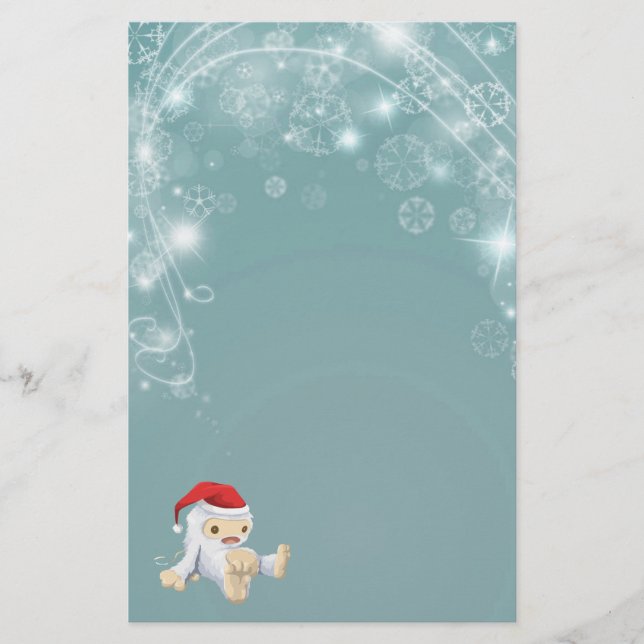 Papelaria Papel de Natal Azul Brilhante com Yeti Toy (Frente)