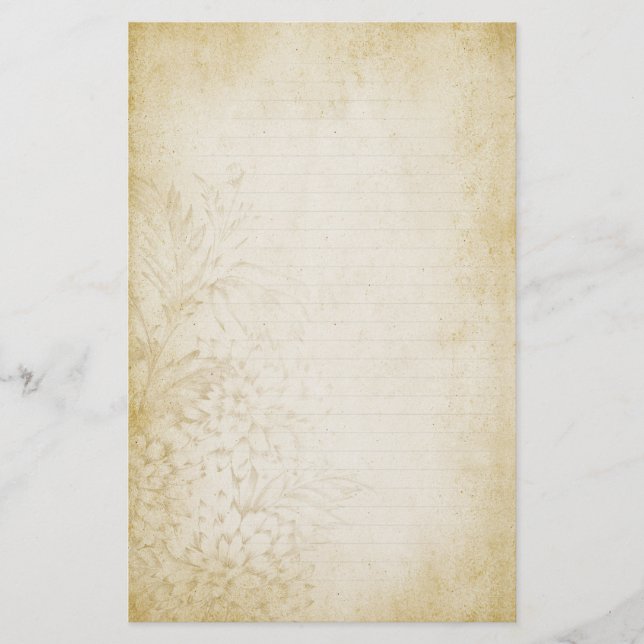 Papelaria Papel de nota alinhado floral envelhecido do (Frente)
