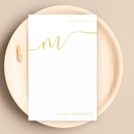 Papelaria Papel de Nota Dourada de Caligrafia Monograma Mode
