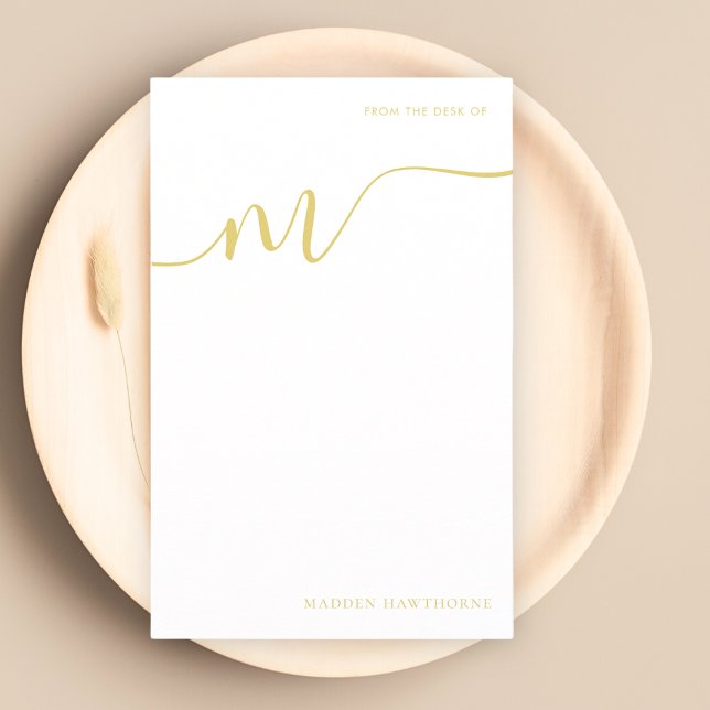 Papelaria Papel de Nota Dourada de Caligrafia Monograma Mode (Criador carregado)