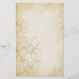 Papelaria Papel de nota envelhecido floral do vintage bonito