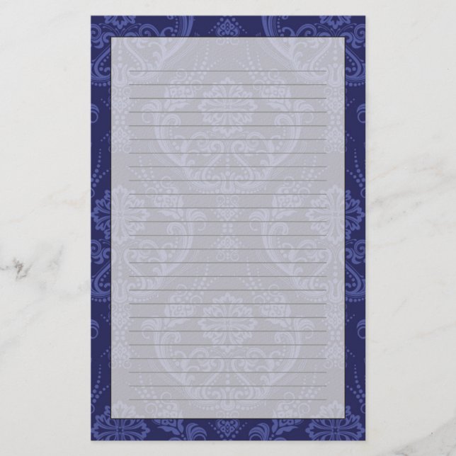 Papelaria Papel de parede floral azul de luxo (Frente)