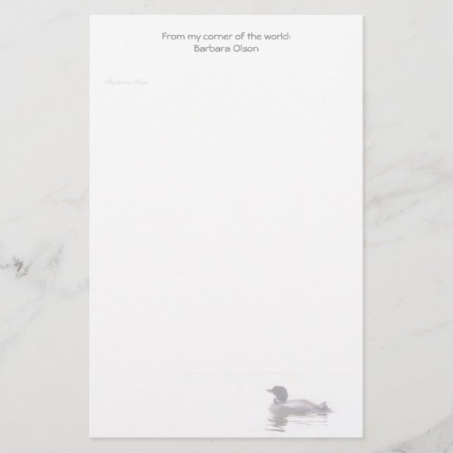 Papelaria Papel do mergulhão-do-norte: (Frente)