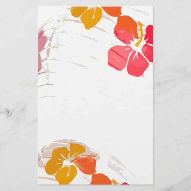 Papelaria Papel Lanterna Hibiscus Flor Stationery (Frente)