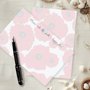 Papelaria Papel para Escrita com Papoulas e Texto na Margem