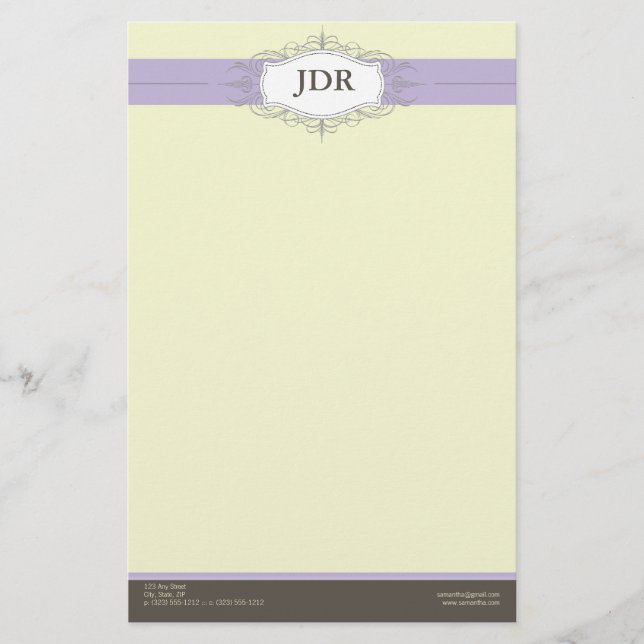 Papelaria Papel Personalizado Chic Deco Lilac (Frente)