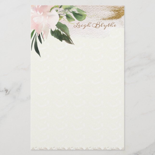 Papelaria Papel Personalizado Peony Modern Watercolor (Frente)