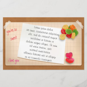 Papelaria Papel simples romance do vintage com doces da