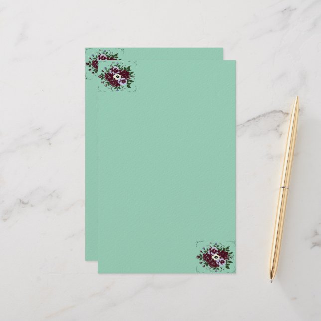 Papelaria Papier à Lettres Botanique  Bouquet de Violettes (Frente/Verso In Situ)