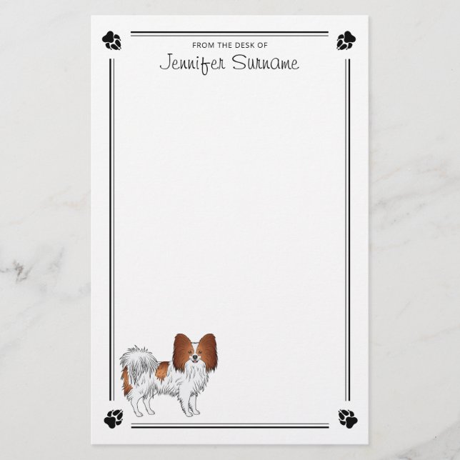 Papelaria Papillon Vermelho e Branco com Patas e Texto (Frente)