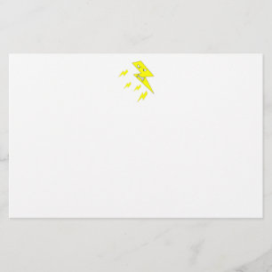 Papelaria Parafuso de relâmpago irritado. Amarelo no branco