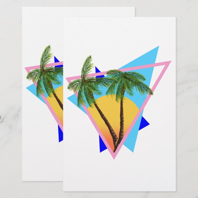 Papelaria Paraíso tropical dos anos 80 (Frente/Verso)