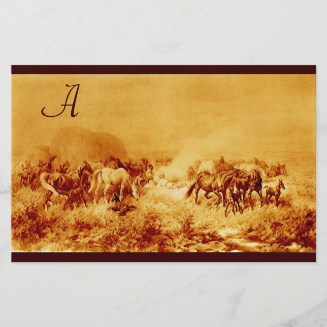 PAPELARIA PARCHMENTO DE GRAZAÇÃO DE CAVALOS MONOGRAMA (Frente)
