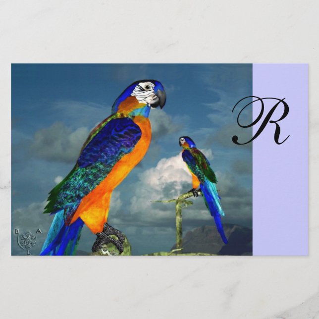 PAPELARIA PARROGAS HÍPER/MONOGRAMA ARA AZUL (Frente)