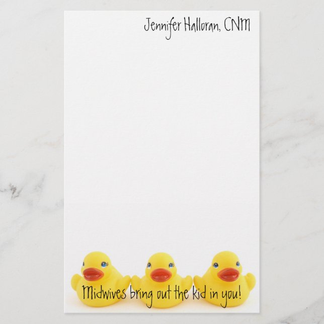 Papelaria Parteiras e patos de borracha amarelos (Frente)