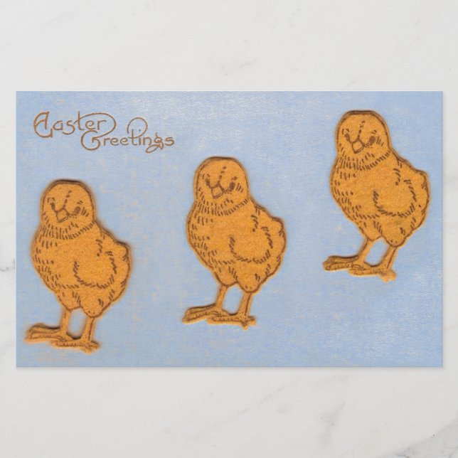 Papelaria Páscoa Saudações Pintinhos em Azul (Frente)