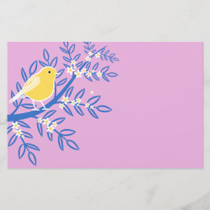 Papelaria Pássaro Amarelo Ilustrado