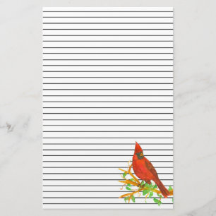 Papelaria Pássaro Cardinal Aquarela Contornado de Preto