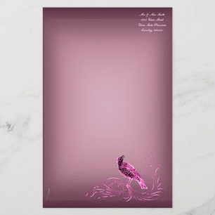 Papelaria Pássaro em um rolo (rosa)